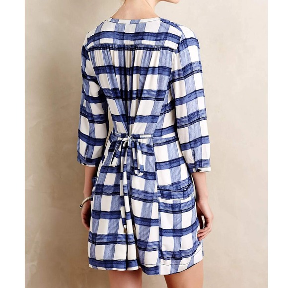 Maeve Dresses & Skirts - Maeve Anthropologie Devery Shirtdress Blue White Gigham Mini Dress Medium